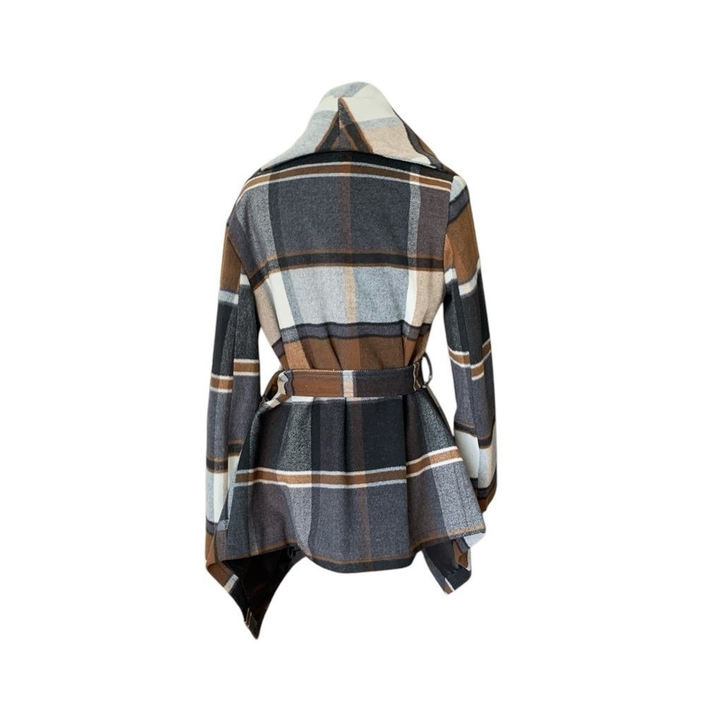 Shawl collar belt tie jacket coat - Picture 4 of 8